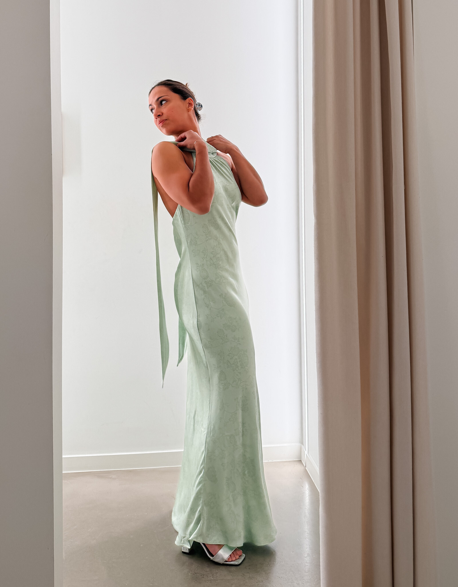 Jurk  'Fiona' - Light  Green - Neo Noir