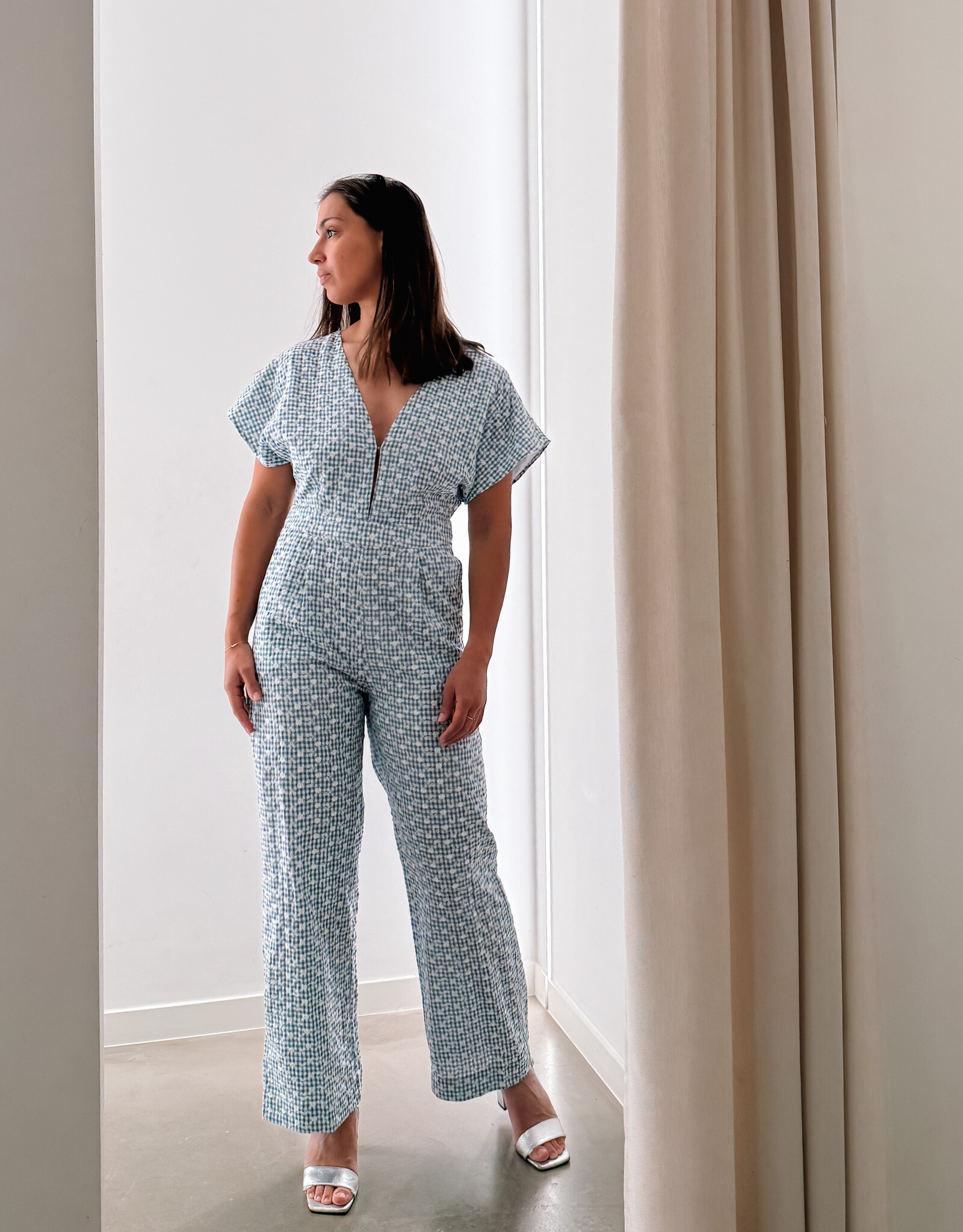 Laure+Max Jumpsuit 'Osyana' - Vichy Broderie Bleu - Laure+Max