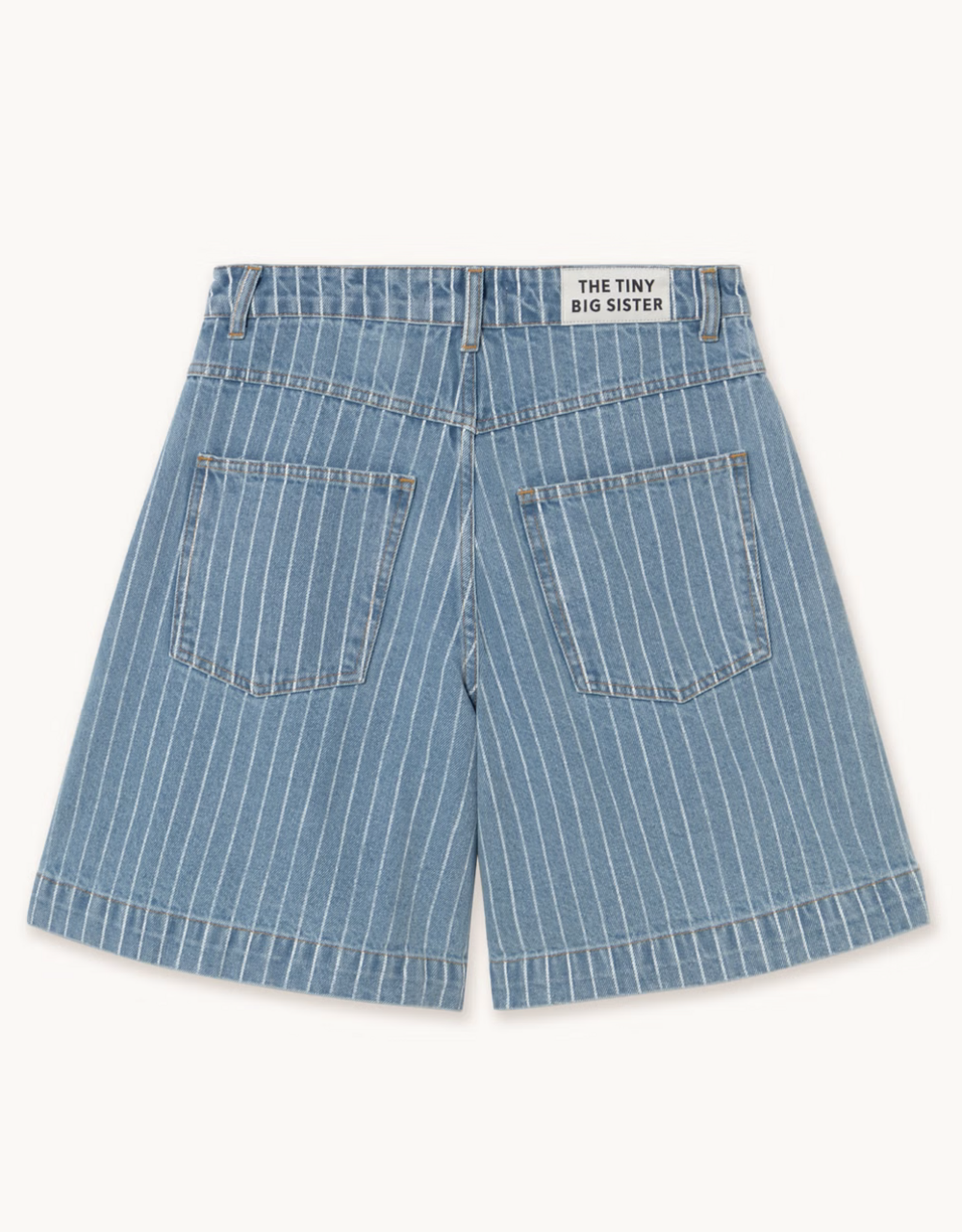 The Tiny Big Sister Bermuda ''Denim Striped' - Medium Wash Denim - The Tiny Big Sister