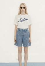 The Tiny Big Sister Bermuda ''Denim Striped' - Medium Wash Denim - The Tiny Big Sister