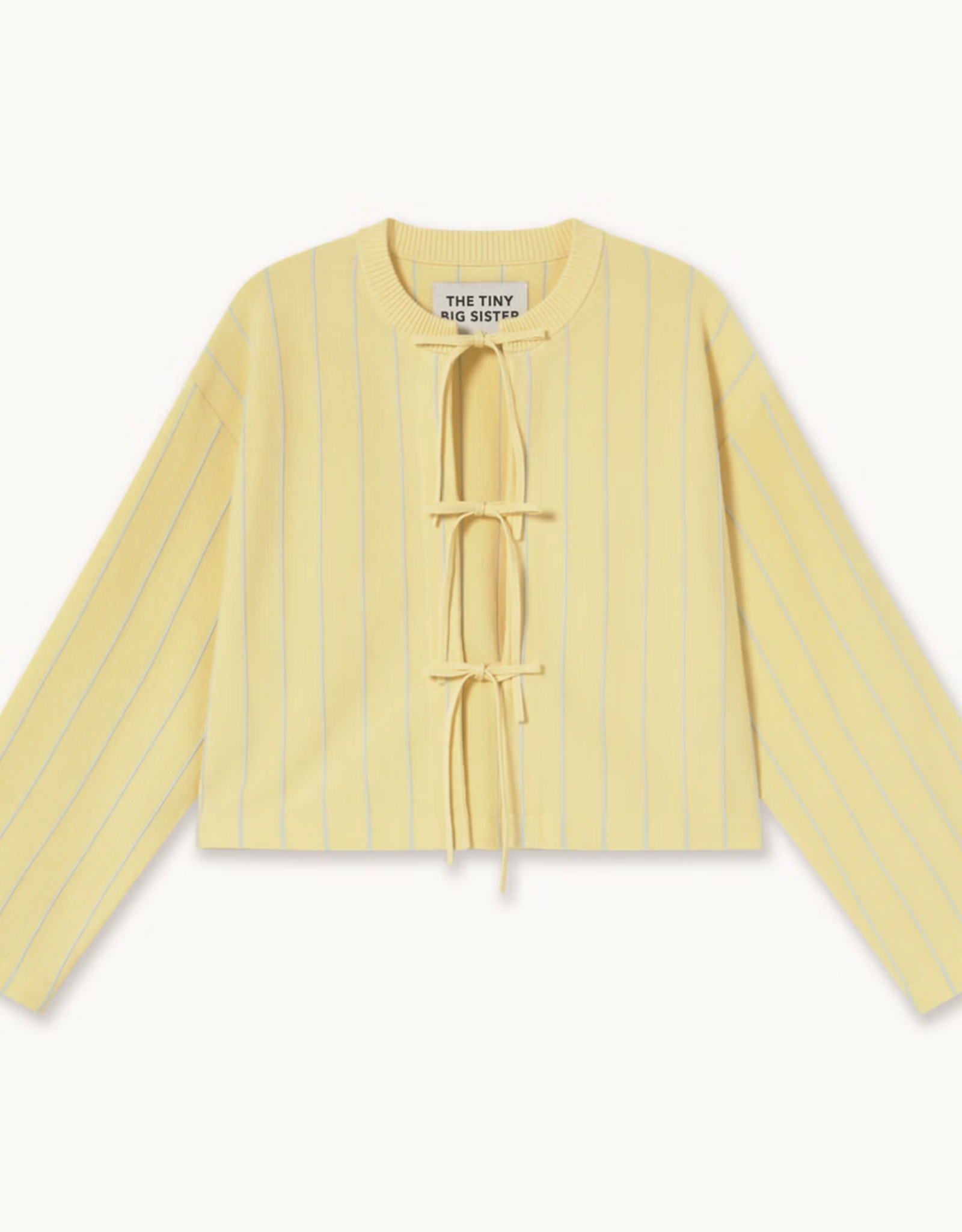 The Tiny Big Sister Cardigan Striped 'Tie Detail' - Dusty Yellow - The Tiny Big Sister