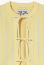 The Tiny Big Sister Cardigan Striped 'Tie Detail' - Dusty Yellow - The Tiny Big Sister