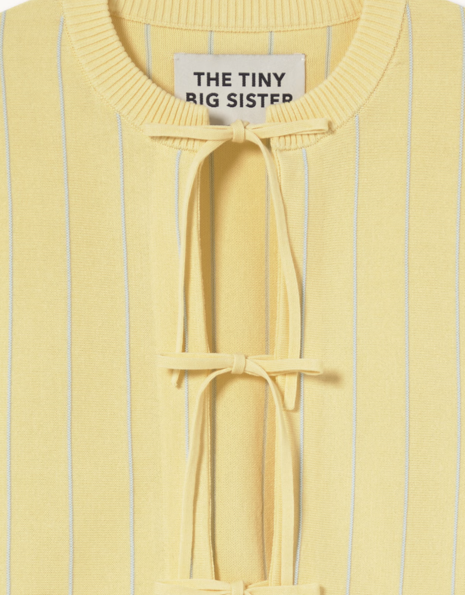 The Tiny Big Sister Cardigan Striped 'Tie Detail' - Dusty Yellow - The Tiny Big Sister