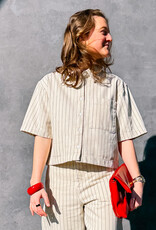 Catwalk Junkie Blouse Denim 'Striped' - Ecru - Catwalk Junkie