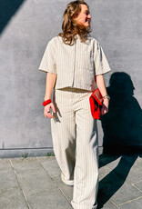 Catwalk Junkie Jeans Wide Leg 'Striped' - Ecru - Catwalk Junkie