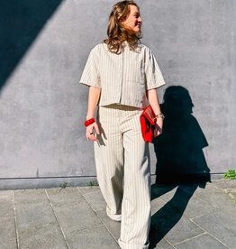 Catwalk Junkie Jeans Wide Leg 'Striped' - Ecru - Catwalk Junkie