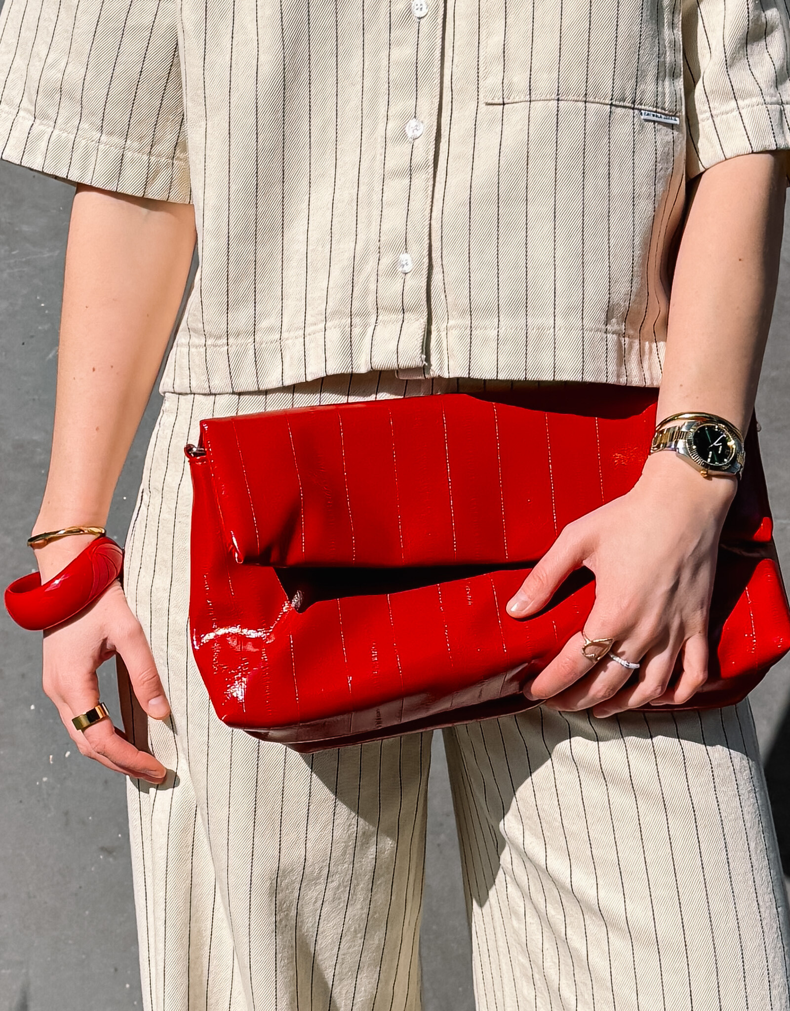 HVISK Handtas 'Arlene Stroke Structure'  - Scarlet Red - Hvisk