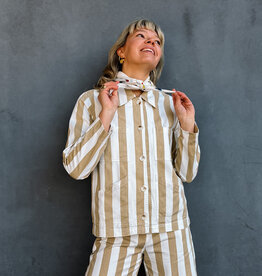 The Golden House Feel Jacket Stripe 'Bobbie' - Beige/White