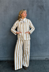 The Golden House Feel Jacket Stripe 'Bobbie' - Beige/White