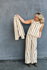 The Golden House Feel Broek Stripe 'Bobbie' - Beige/White
