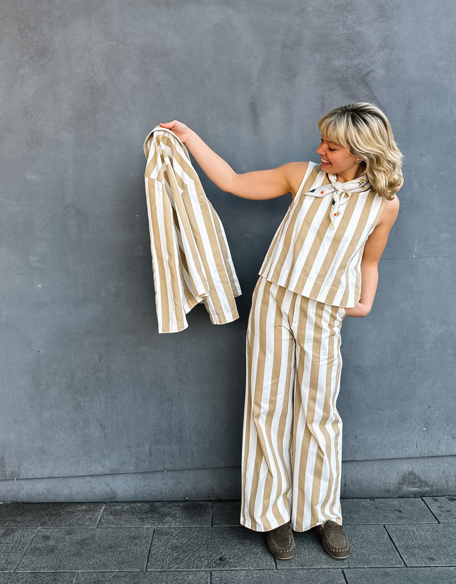 The Golden House Feel Broek Stripe 'Bobbie' - Beige/White