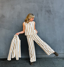 The Golden House Feel Broek Stripe 'Bobbie' - Beige/White