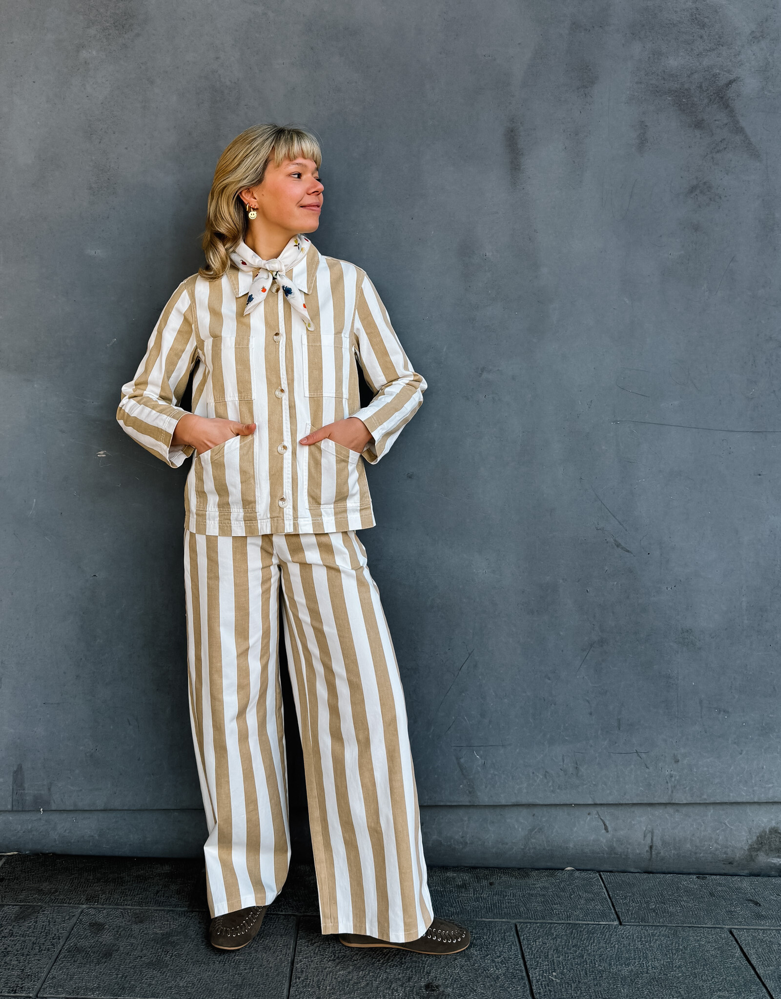 The Golden House Feel Broek Stripe 'Bobbie' - Beige/White