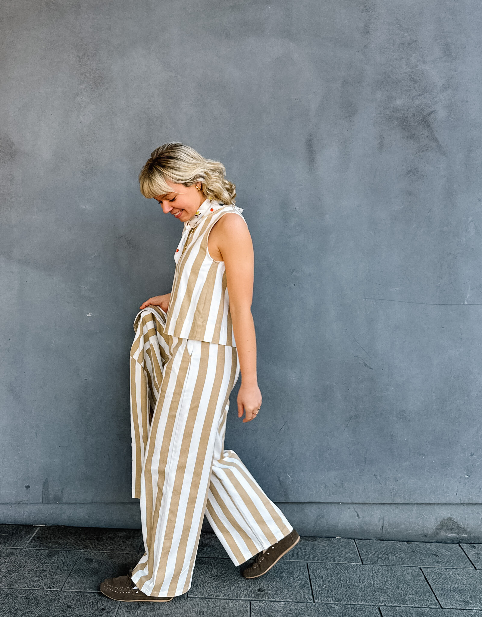 The Golden House Feel Broek Stripe 'Bobbie' - Beige/White