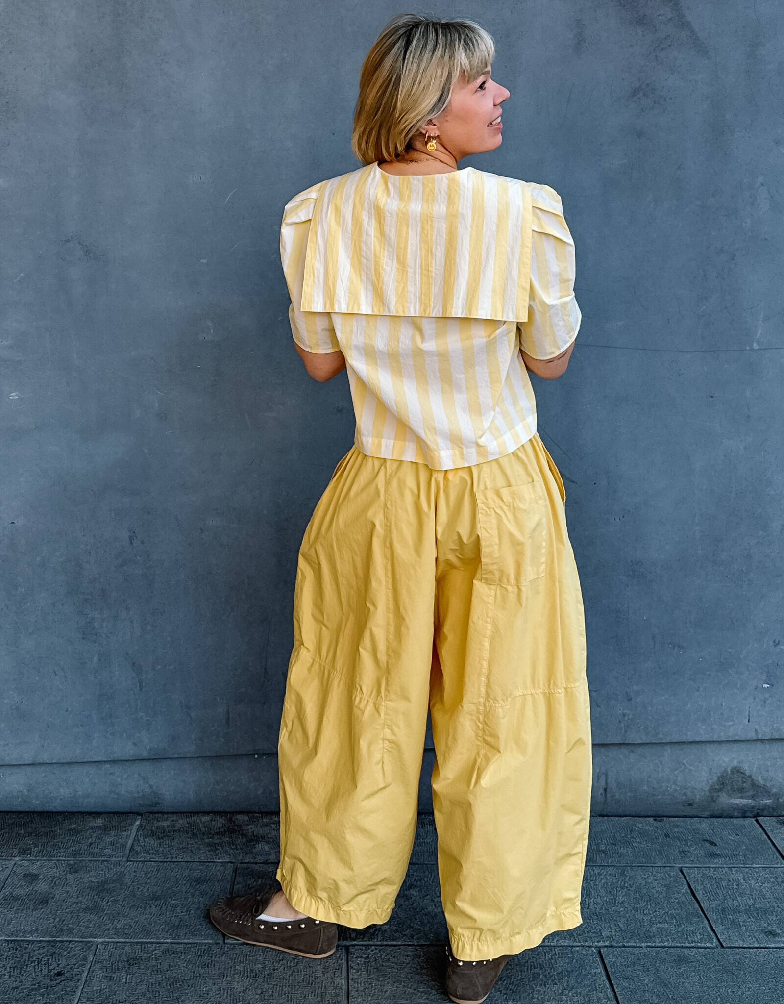 The Tiny Big Sister Blouse Striped 'Sailor Neck' - Mellow Yellow - The Tiny Big Sister