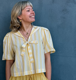 The Tiny Big Sister Blouse Striped 'Sailor Neck' - Mellow Yellow - The Tiny Big Sister