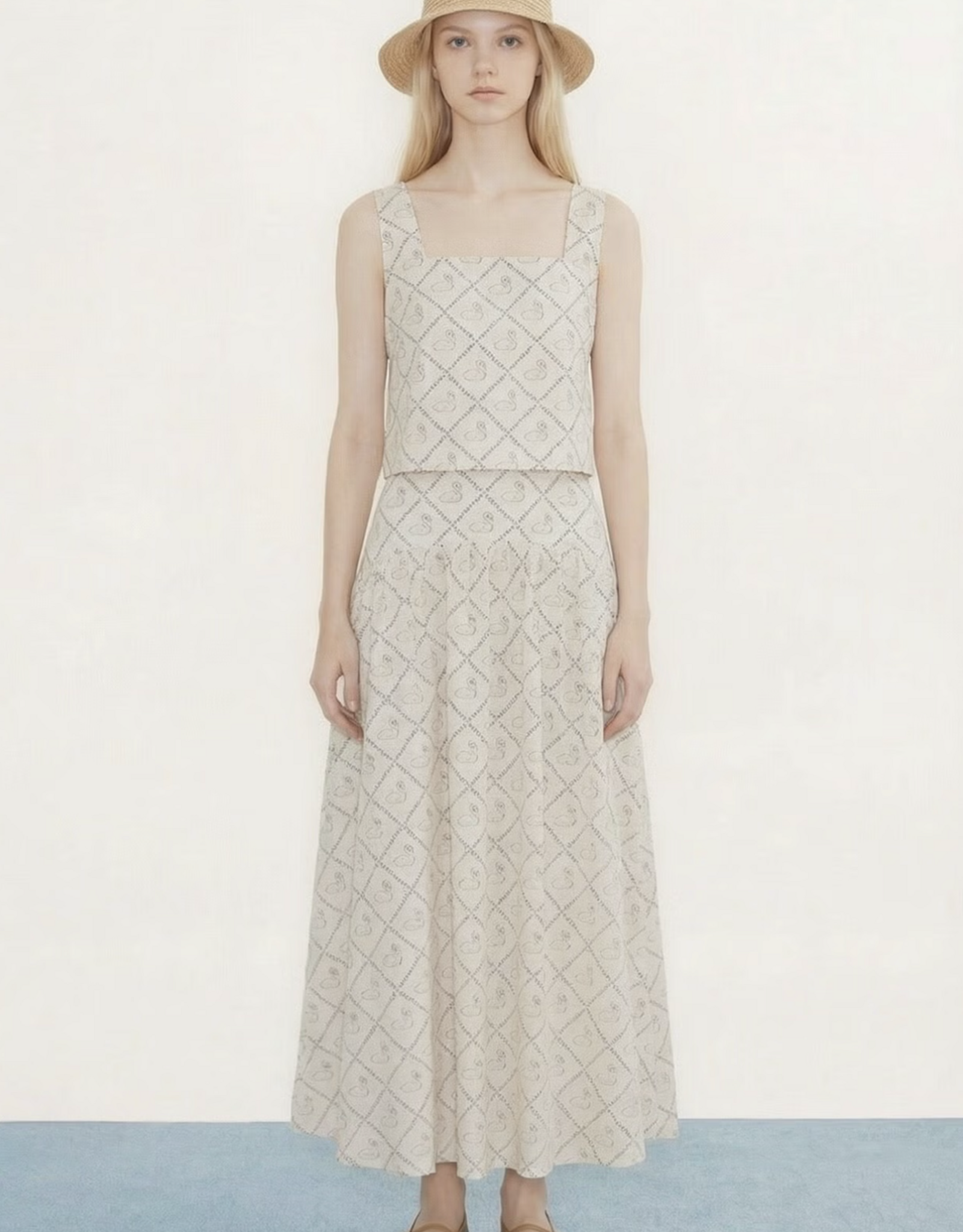 The Tiny Big Sister Top 'Swans' - Light Cream - The Tiny Big Sister