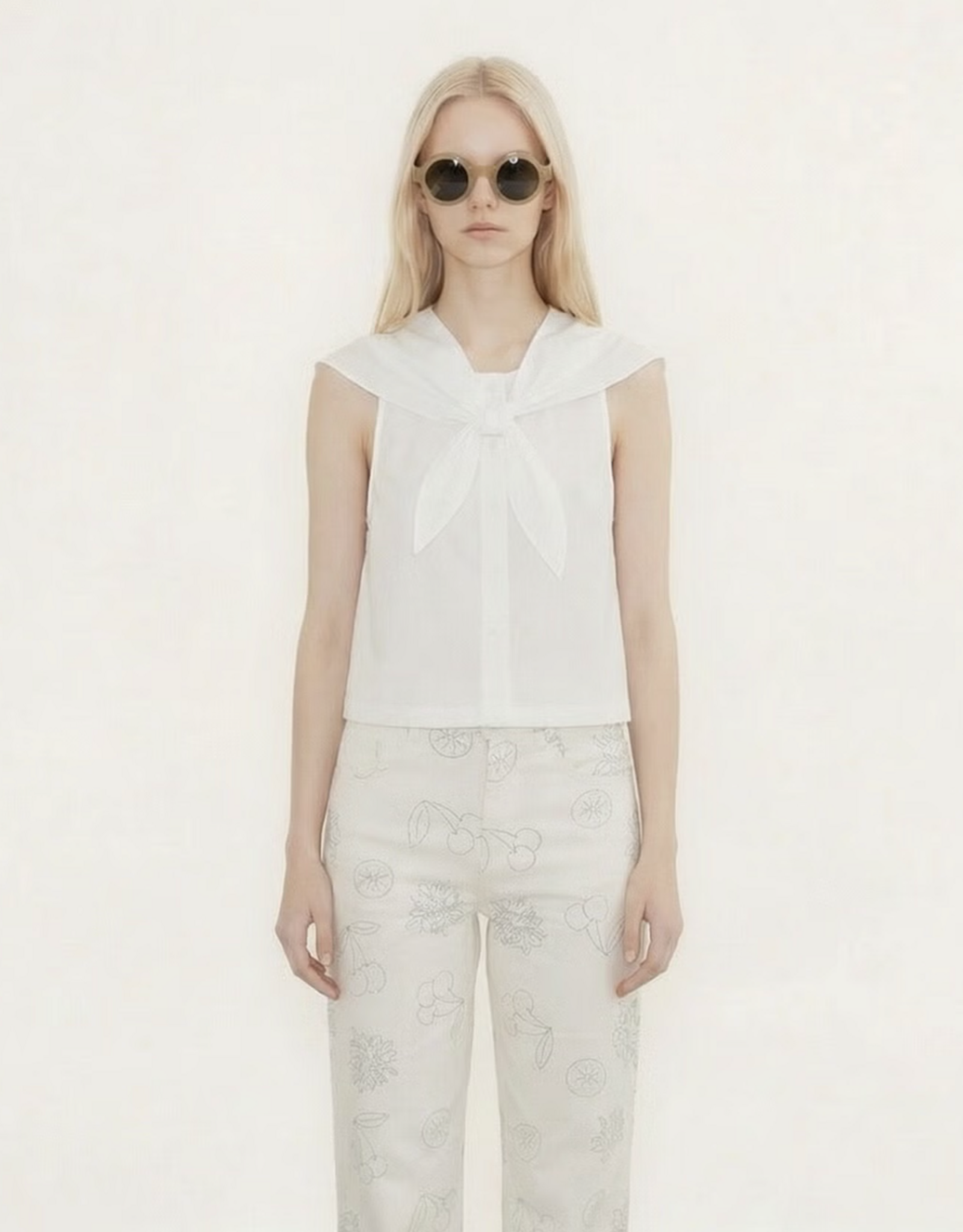 The Tiny Big Sister Top 'Scarf Neck'  - Off White - The Tiny Big Sister