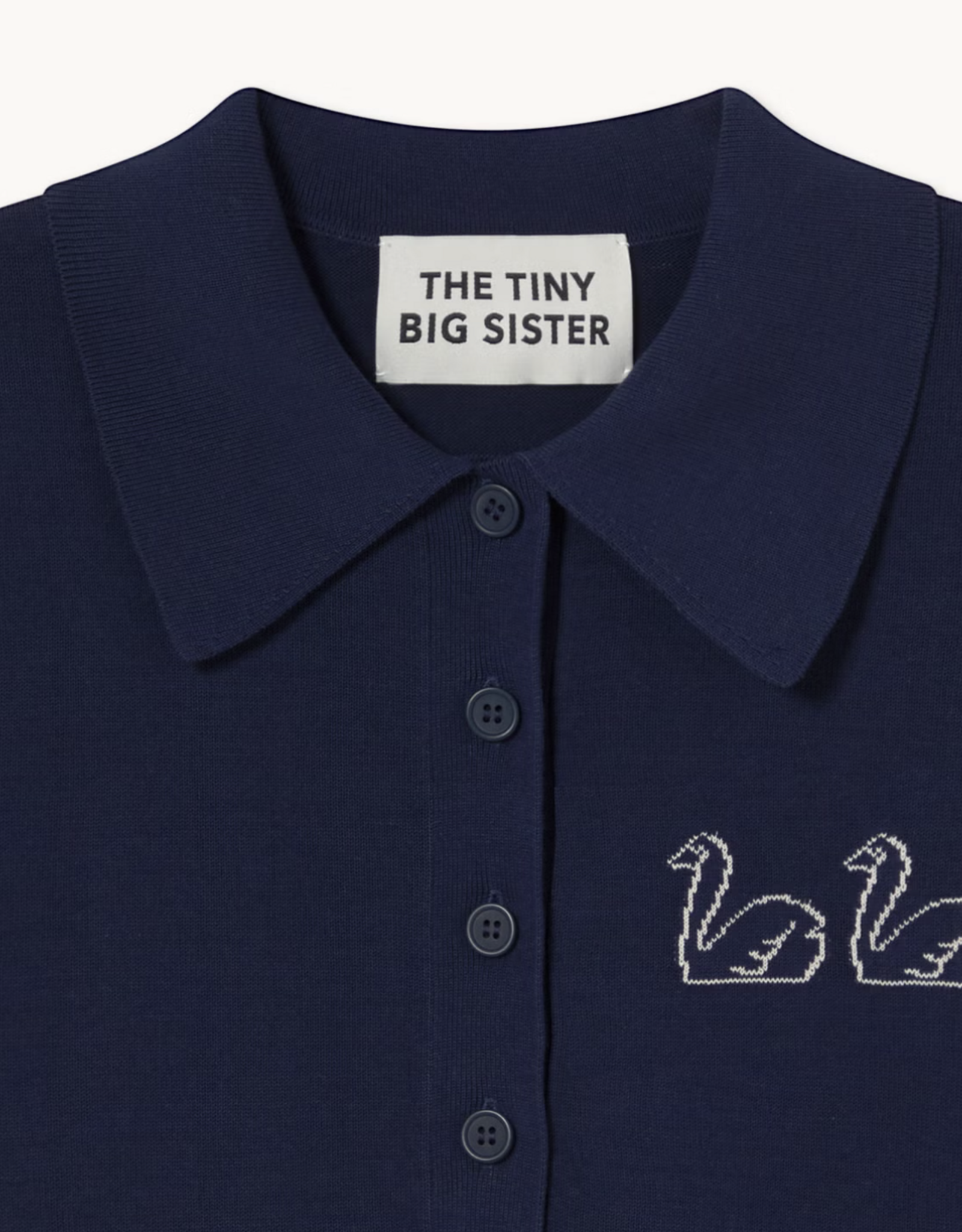 The Tiny Big Sister Polo 'Swans' - Navy -  The Tiny Big Sister