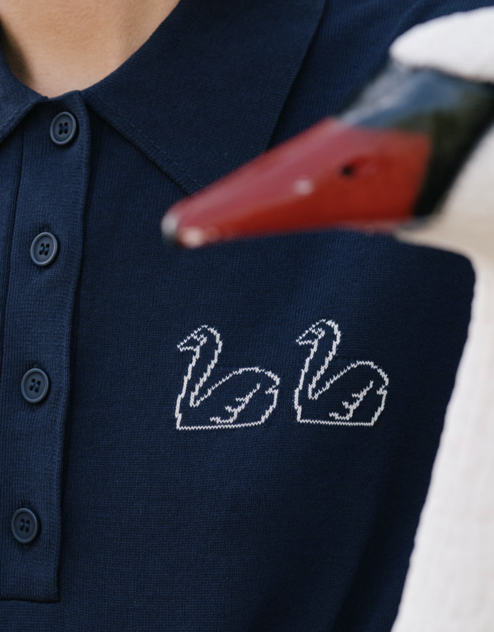 The Tiny Big Sister Polo 'Swans' - Navy -  The Tiny Big Sister