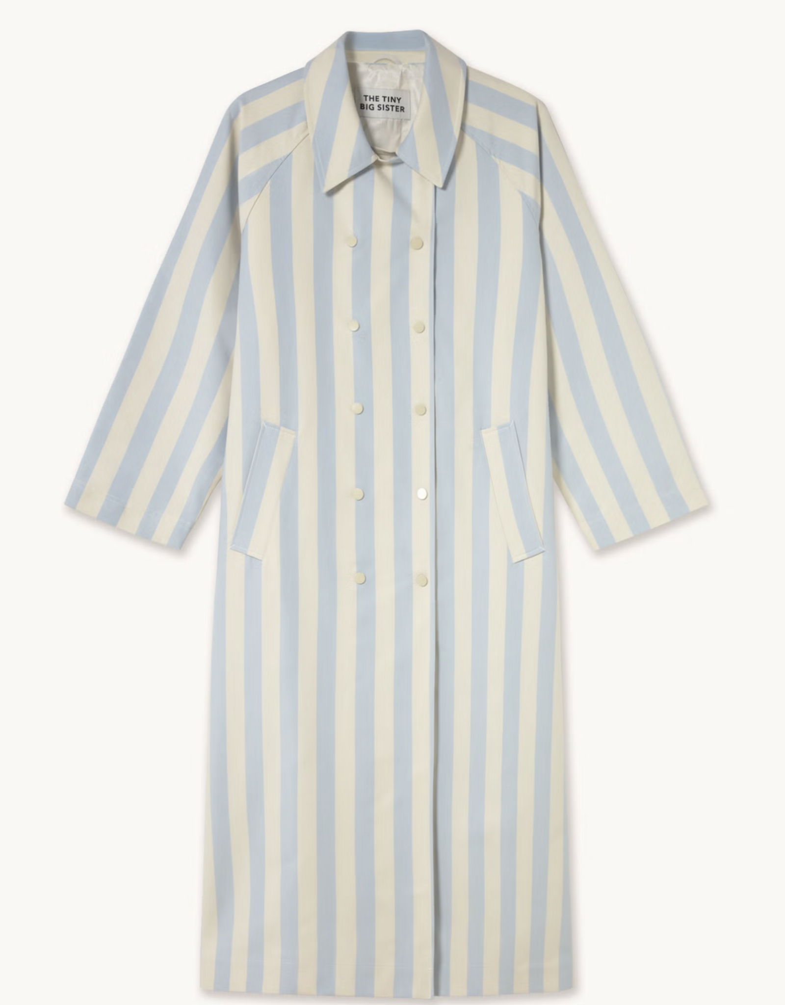 The Tiny Big Sister Trench Coat 'Striped' - Denim Blue/Ivory - The Tiny Big Sister