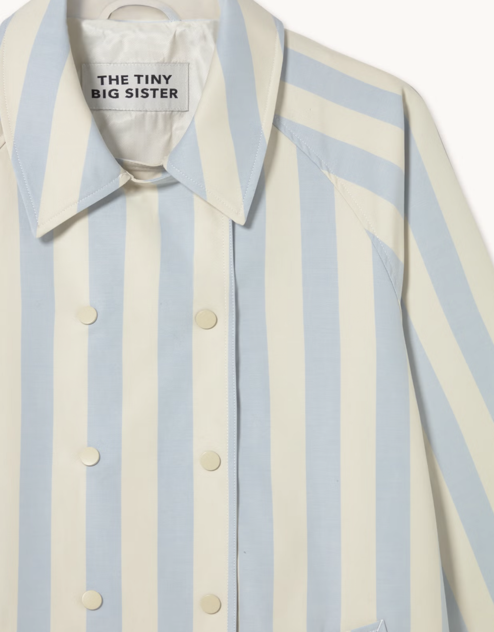 The Tiny Big Sister Trench Coat 'Striped' - Denim Blue/Ivory - The Tiny Big Sister