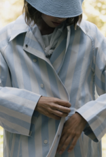 The Tiny Big Sister Trench Coat 'Striped' - Denim Blue/Ivory - The Tiny Big Sister