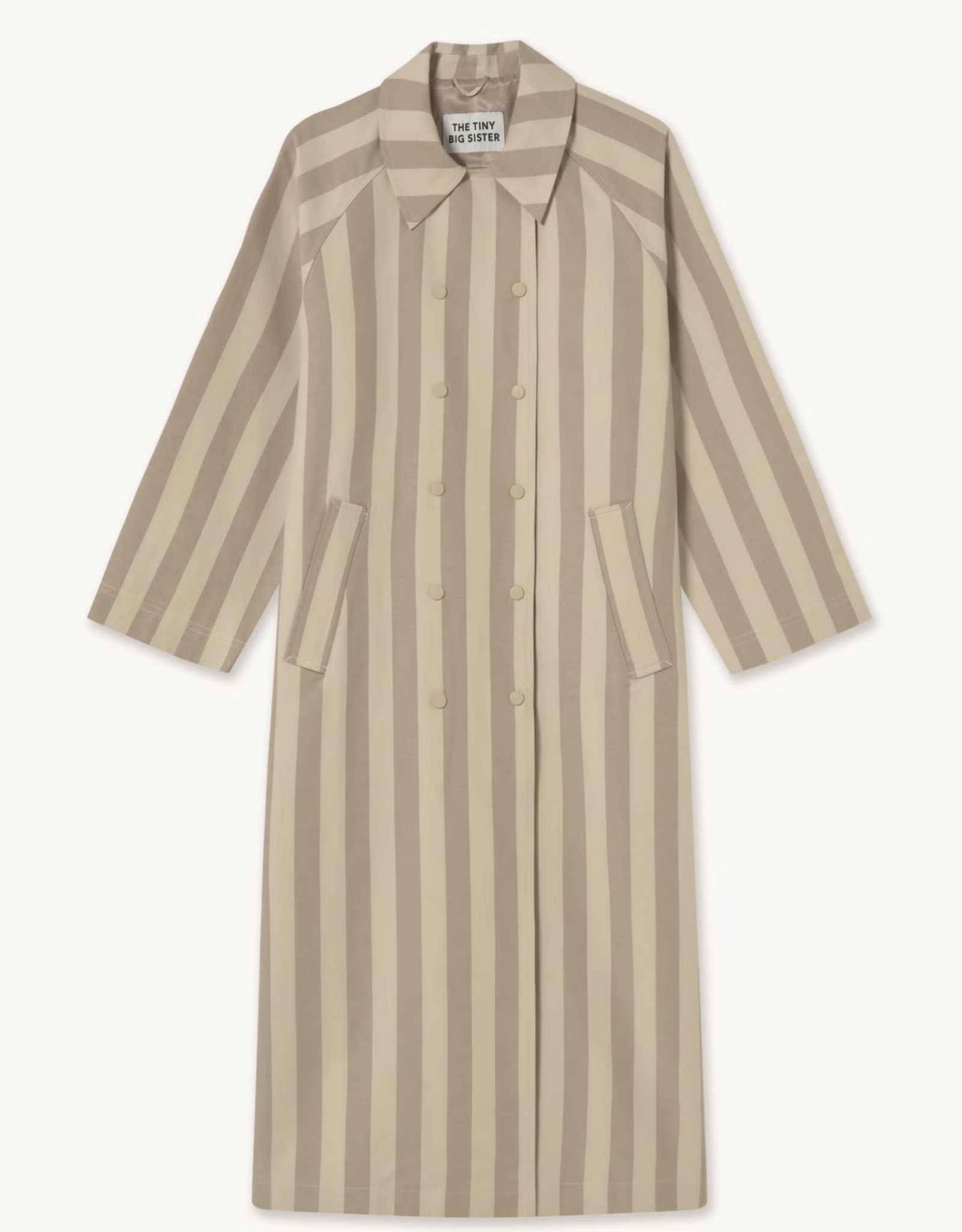 The Tiny Big Sister Trench Coat 'Striped' - Mocha/Dark Vanilla - The Tiny Big Sister