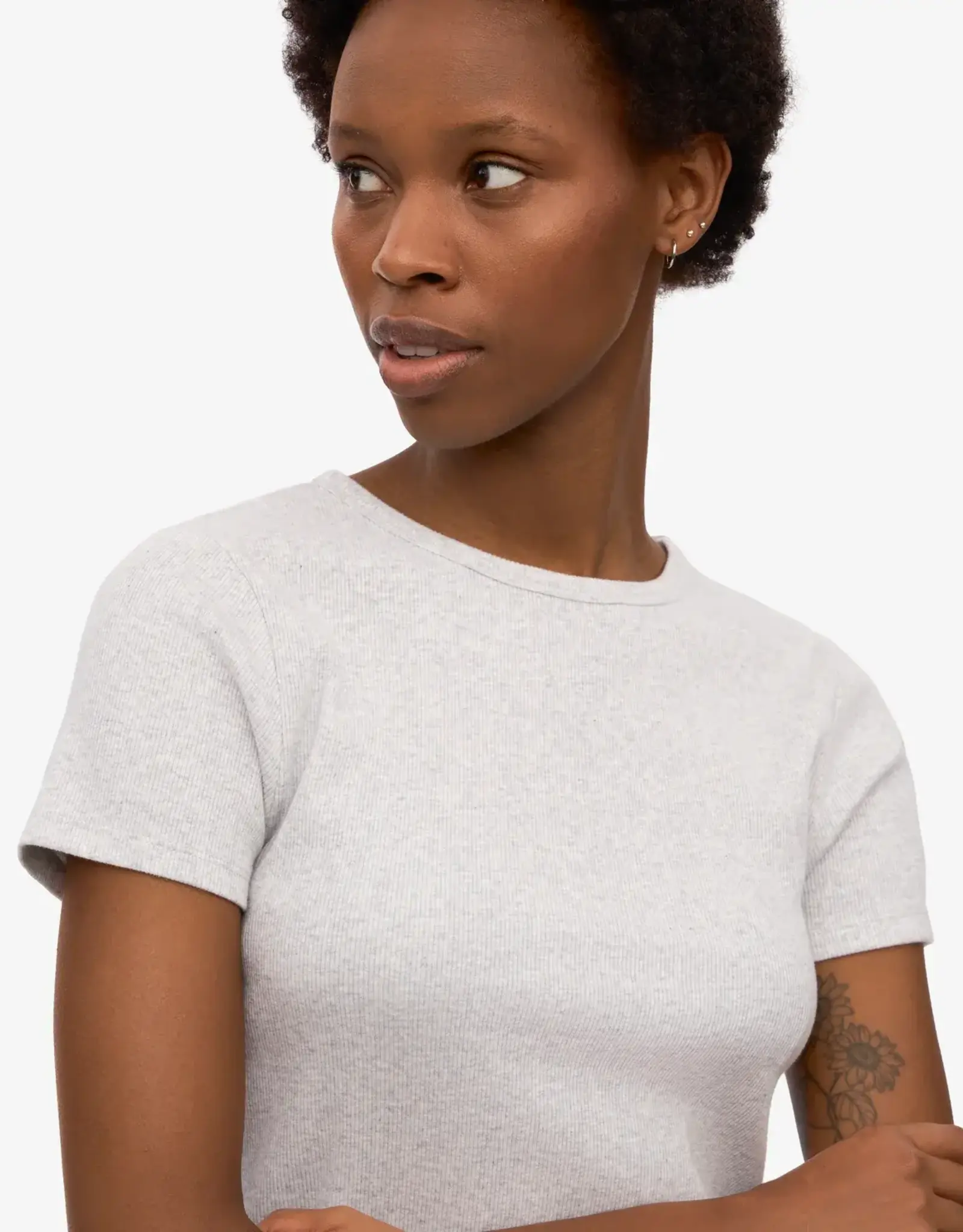 Colorful Standard T-Shirt 'Organic Rib SS' - Snow Melange  - Colorful Standard