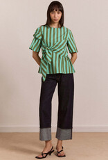 Damson Madder Blouse 'Estelle' - Aqua Olive Stripe - Damson Madder