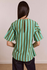 Damson Madder Blouse 'Estelle' - Aqua Olive Stripe - Damson Madder