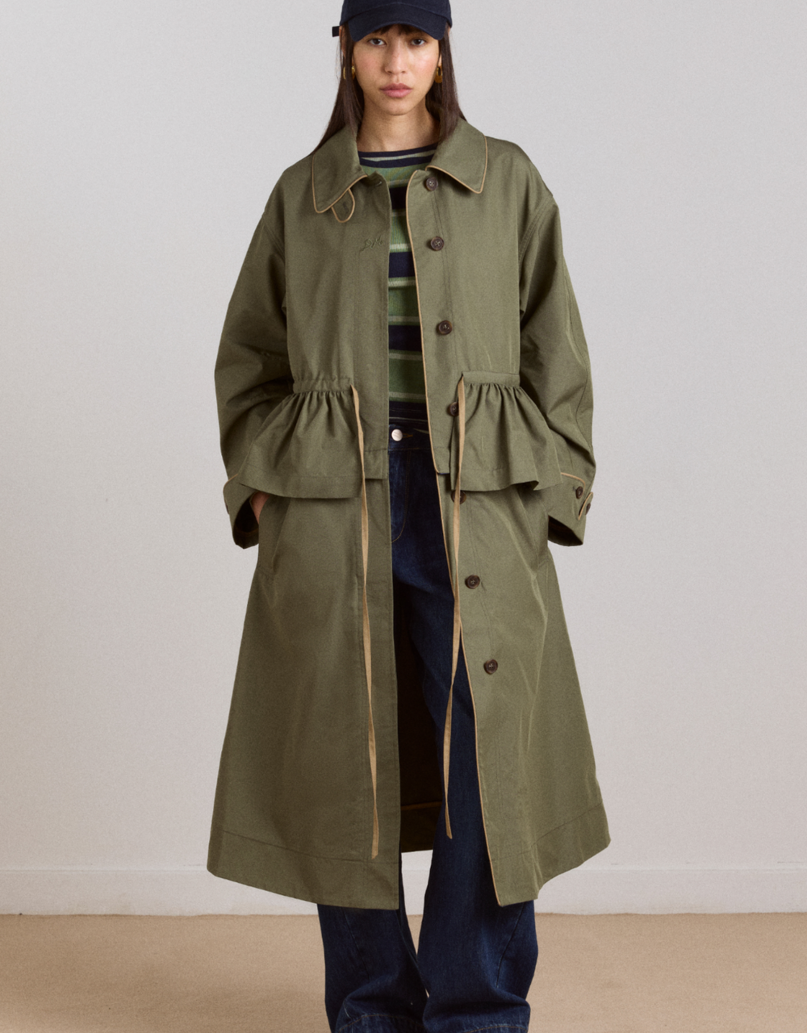 Damson Madder Trench 'Myrtle' - Sage - Damson Madder