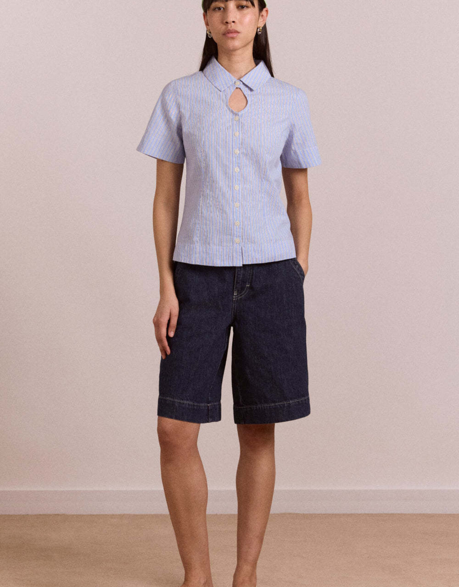 Damson Madder Blouse 'Ebba' - Mini Business Stripe - Damson Madder