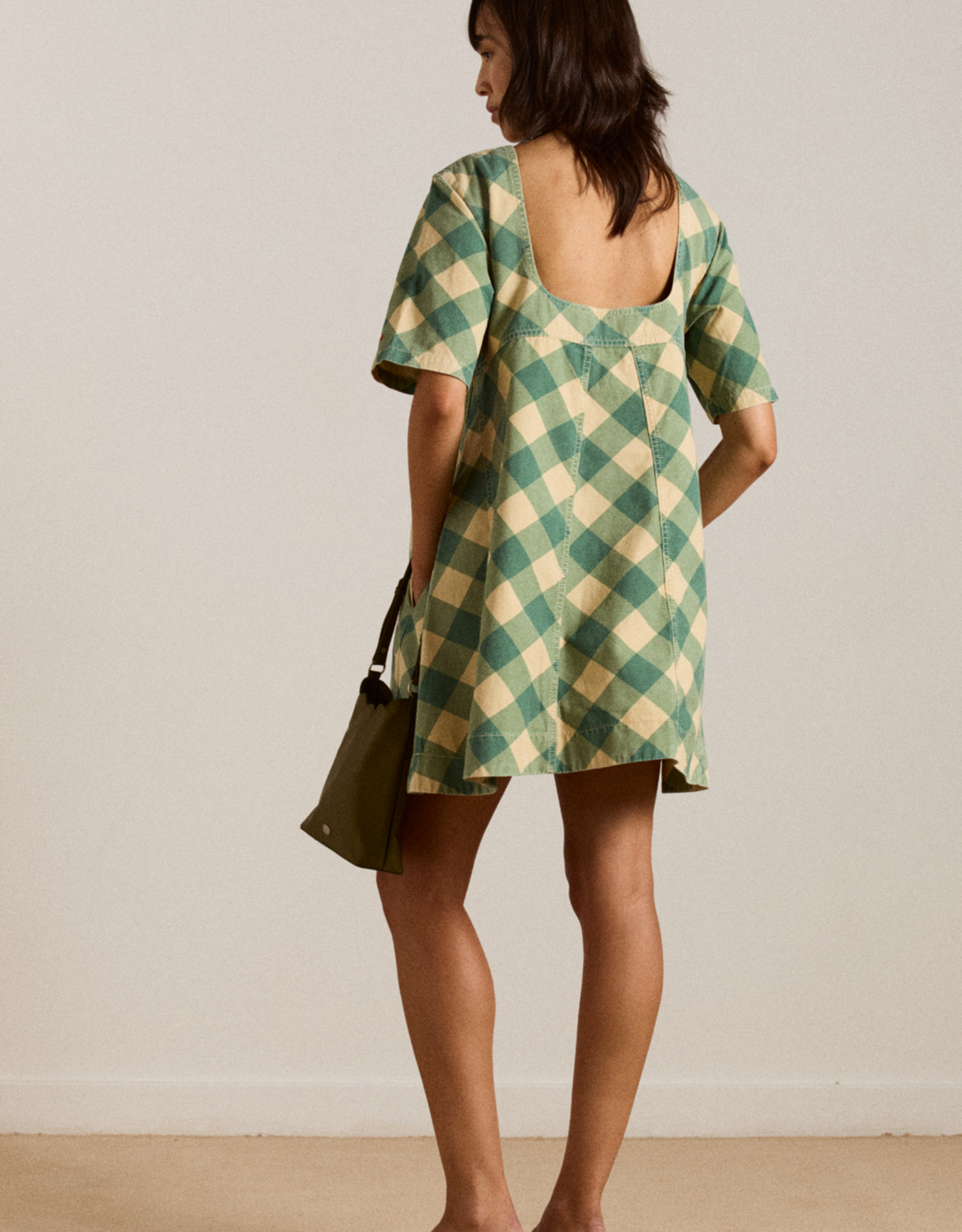 Damson Madder Jurk 'Bridget' - Green Butter Gingham - Damson Madder