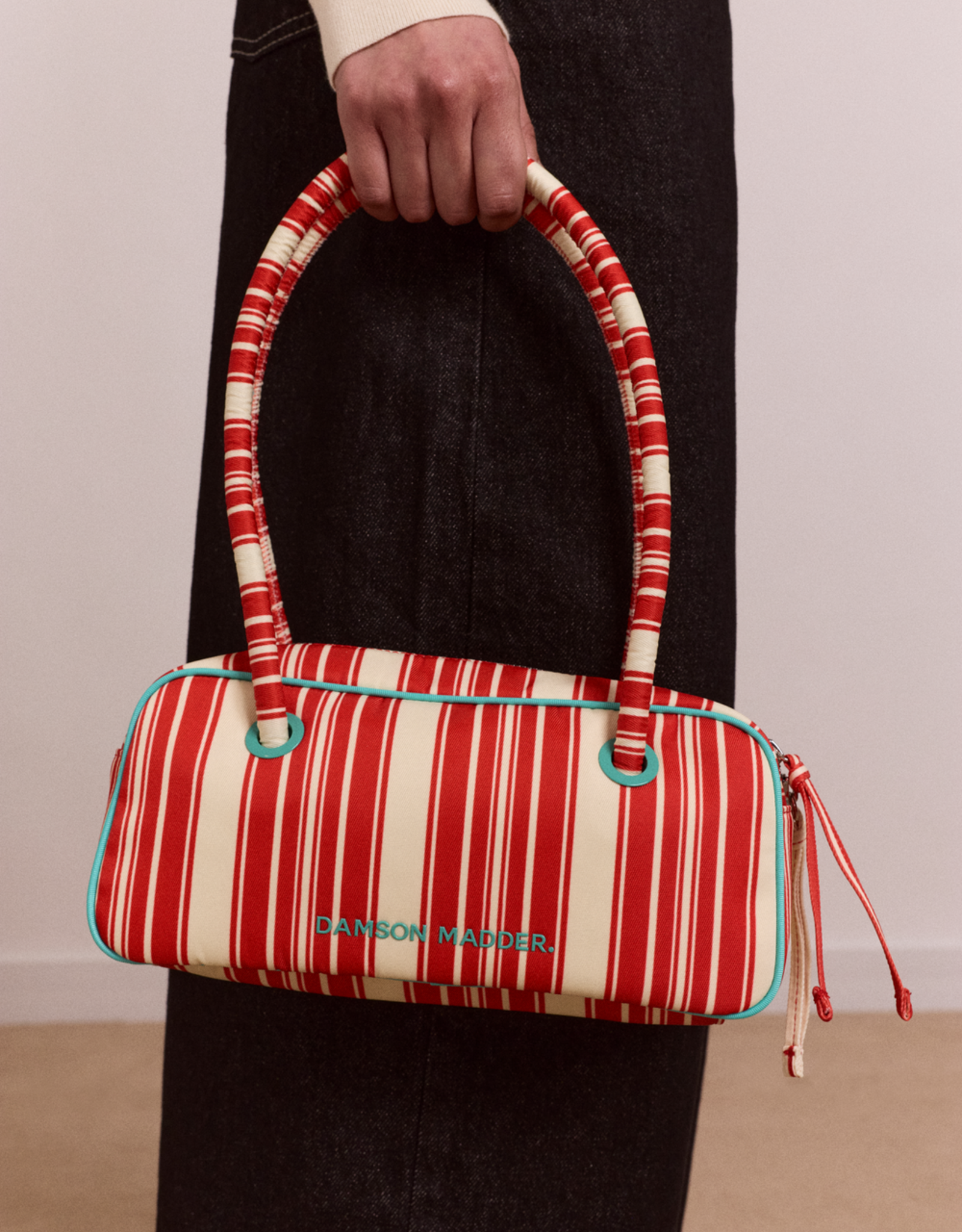 Damson Madder Bag Bowler 'Renne' - Cherry Deck Chair Stripe - Damson Madder