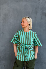 Damson Madder Blouse 'Estelle' - Aqua Olive Stripe - Damson Madder