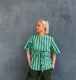 Damson Madder Blouse 'Estelle' - Aqua Olive Stripe - Damson Madder