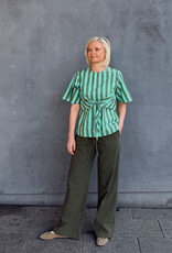 Damson Madder Blouse 'Estelle' - Aqua Olive Stripe - Damson Madder
