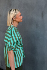 Damson Madder Blouse 'Estelle' - Aqua Olive Stripe - Damson Madder