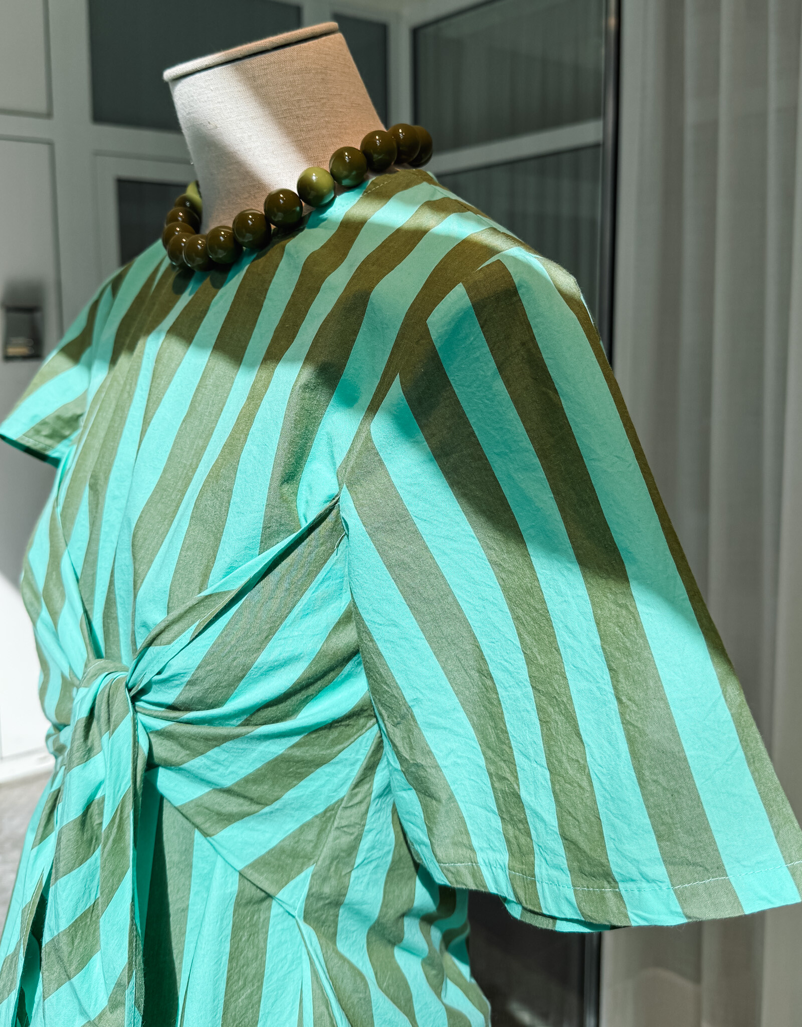 Damson Madder Blouse 'Estelle' - Aqua Olive Stripe - Damson Madder