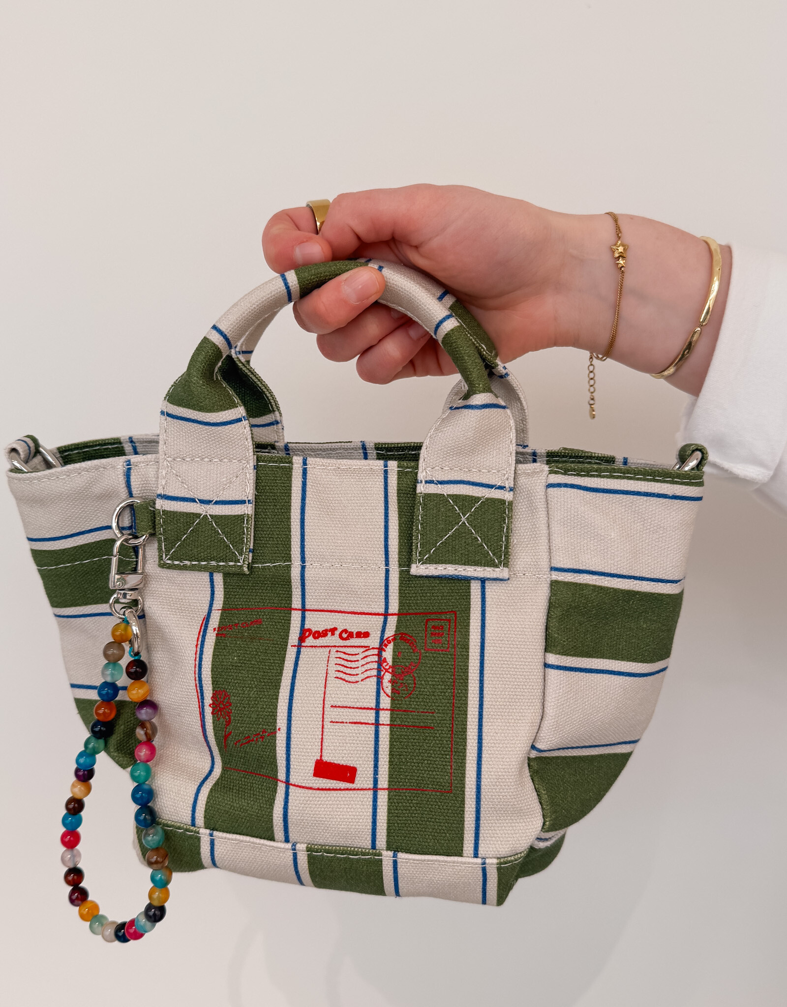 Becksöndergaard Bag Canvas 'Stripie Gabby' - Banana Palm Green - Beck Söndergaard