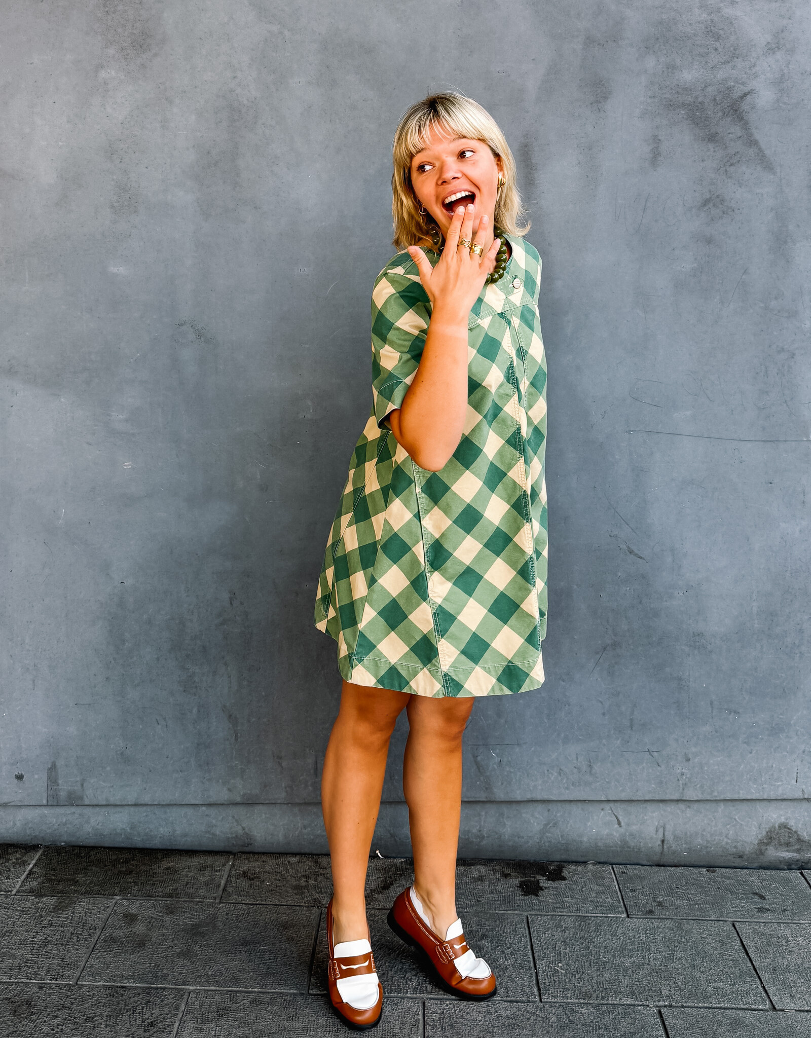 Damson Madder Jurk 'Bridget' - Green Butter Gingham - Damson Madder