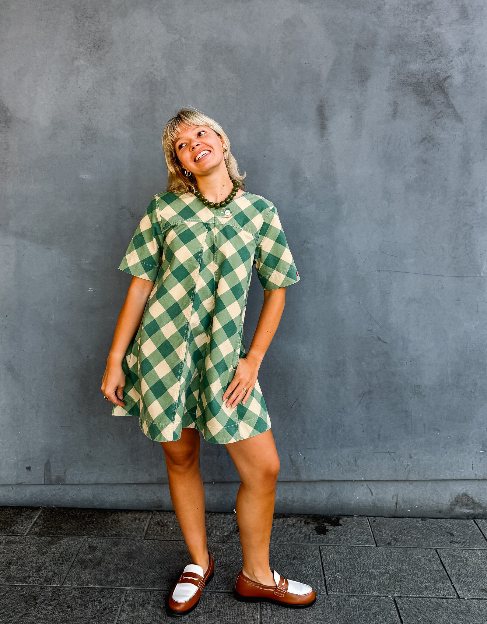 Damson Madder Jurk 'Bridget' - Green Butter Gingham - Damson Madder