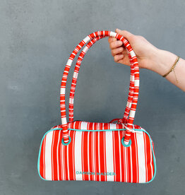 Damson Madder Bag Bowler 'Renne' - Cherry Deck Chair Stripe - Damson Madder