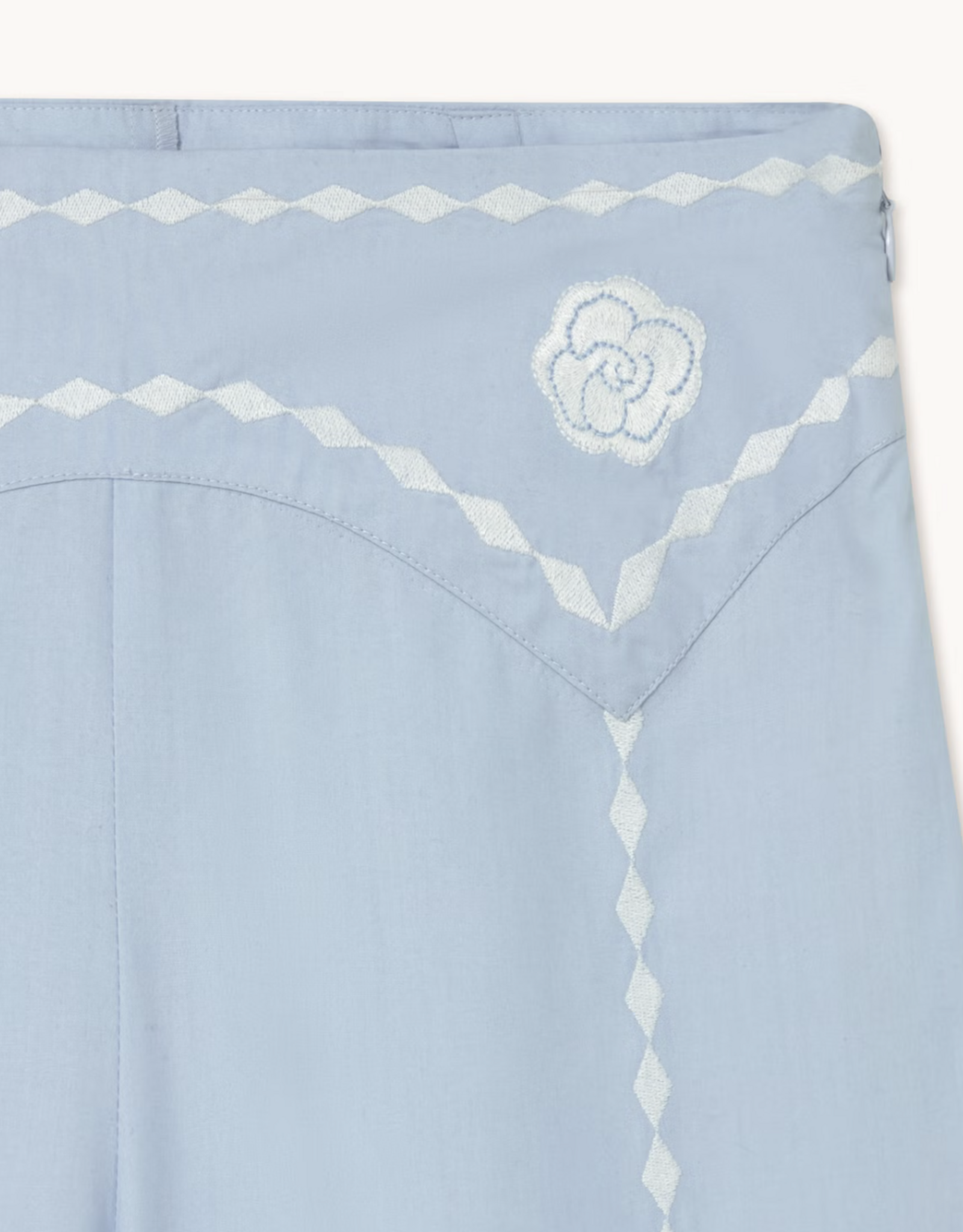 The Tiny Big Sister Broek Wide 'Embroidered' - Pretty Blue -  The Tiny Big Sister