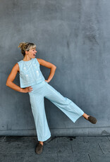 The Tiny Big Sister Broek Wide 'Embroidered' - Pretty Blue -  The Tiny Big Sister