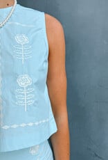 The Tiny Big Sister Top 'Embroidered' - Blue - The Tiny Big Sister