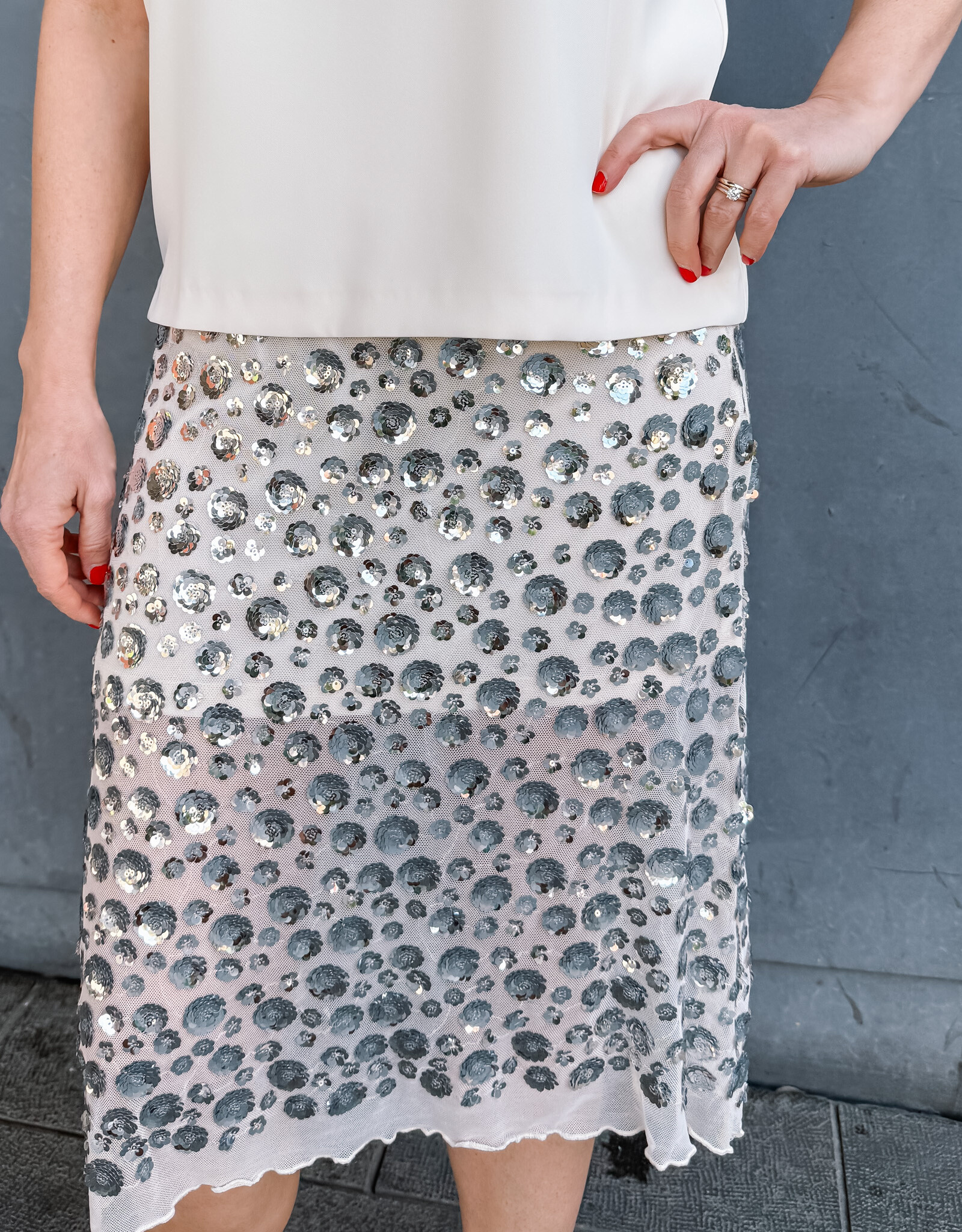 Rok Flower Sequins 'Gilla' - Creme - Neo Noir