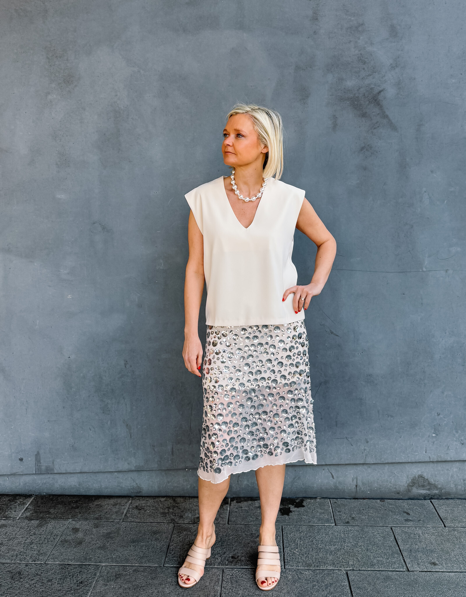 Rok Flower Sequins 'Gilla' - Creme - Neo Noir