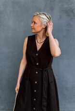 Withblack Jurk Midi 'Helena' - Chocolate - Withblack